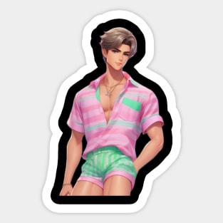 Ken Barbie Doll Pastel Beach Outfit Sticker